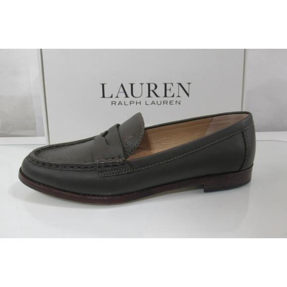 Women's LAUREN Ralph Lauren Wynnie Leather Penny Loafer Olive Green - Picture 2 of 11